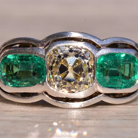 Jewelry - Antique Platinum Topped Engagement Ring with Old Mine Cushion Cut Diamond